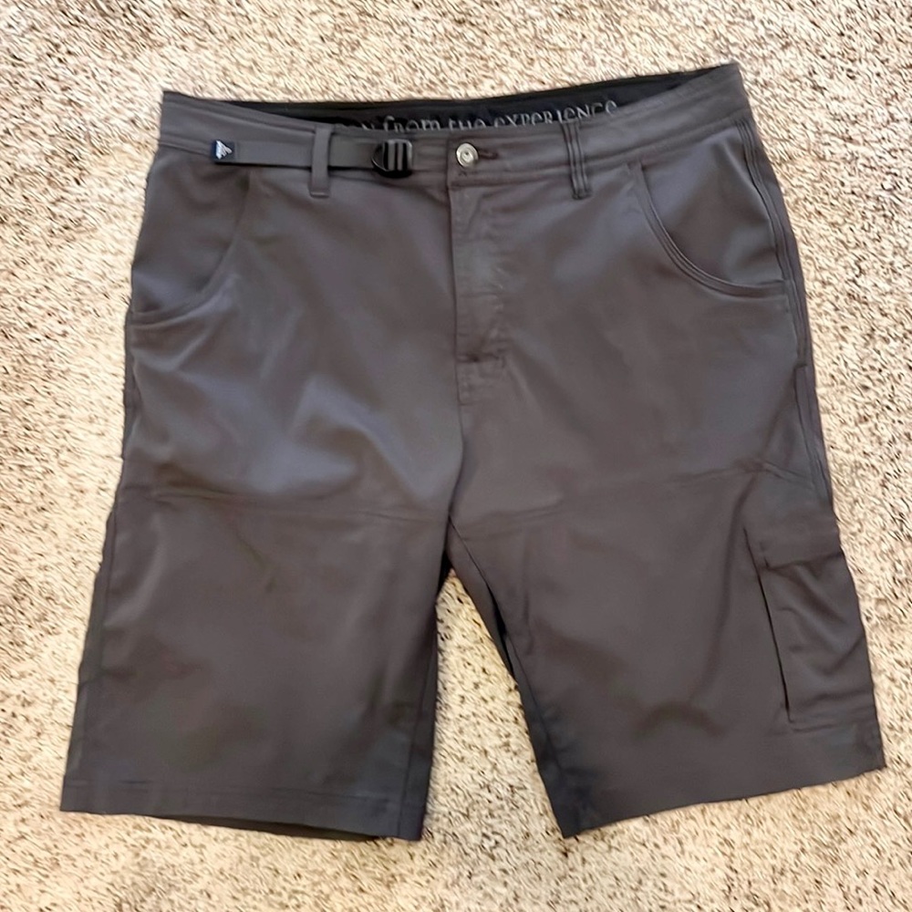 Prana Stretch Zion Shorts Dark Iron Sz. 36 and 12 in. Inseam EUC
